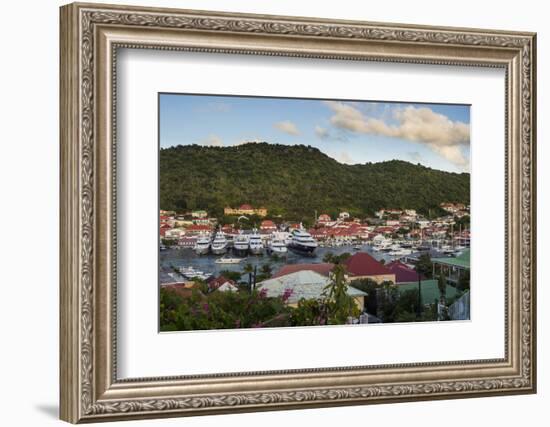 Luxury yachts, in the harbour of Gustavia, St. Barth (Saint Barthelemy), Lesser Antilles, West Indi-Michael Runkel-Framed Photographic Print