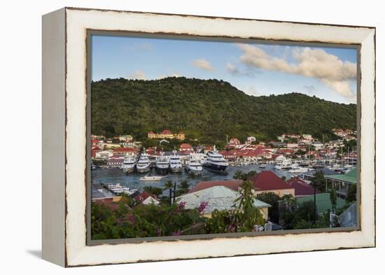 Luxury yachts, in the harbour of Gustavia, St. Barth (Saint Barthelemy), Lesser Antilles, West Indi-Michael Runkel-Framed Premier Image Canvas