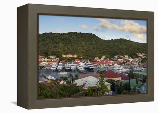 Luxury yachts, in the harbour of Gustavia, St. Barth (Saint Barthelemy), Lesser Antilles, West Indi-Michael Runkel-Framed Premier Image Canvas