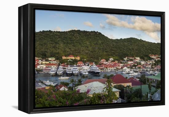 Luxury yachts, in the harbour of Gustavia, St. Barth (Saint Barthelemy), Lesser Antilles, West Indi-Michael Runkel-Framed Premier Image Canvas