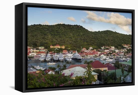 Luxury yachts, in the harbour of Gustavia, St. Barth (Saint Barthelemy), Lesser Antilles, West Indi-Michael Runkel-Framed Premier Image Canvas