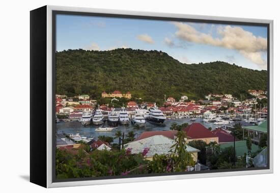 Luxury yachts, in the harbour of Gustavia, St. Barth (Saint Barthelemy), Lesser Antilles, West Indi-Michael Runkel-Framed Premier Image Canvas