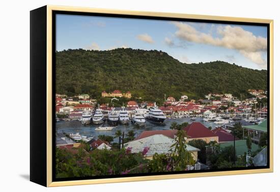 Luxury yachts, in the harbour of Gustavia, St. Barth (Saint Barthelemy), Lesser Antilles, West Indi-Michael Runkel-Framed Premier Image Canvas