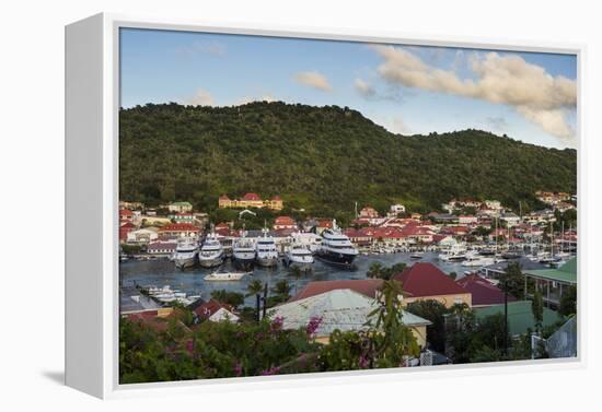 Luxury yachts, in the harbour of Gustavia, St. Barth (Saint Barthelemy), Lesser Antilles, West Indi-Michael Runkel-Framed Premier Image Canvas