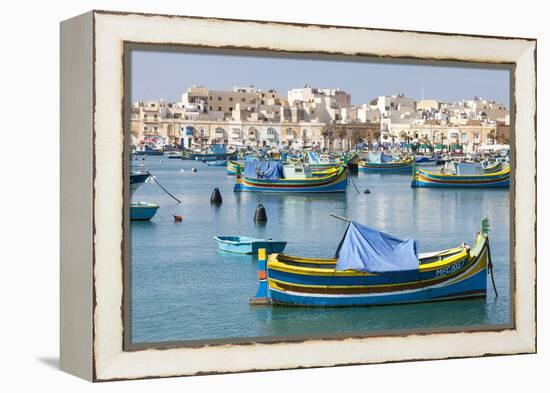 Luzzu Fishing Boats on the Harbor of Marsaxlokk, Malta-Martin Zwick-Framed Premier Image Canvas