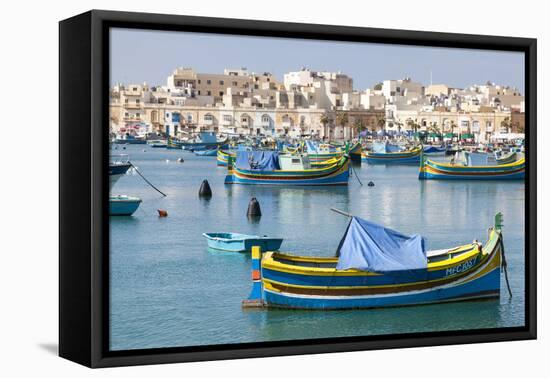 Luzzu Fishing Boats on the Harbor of Marsaxlokk, Malta-Martin Zwick-Framed Premier Image Canvas