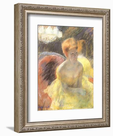 Lydia Leaning on Her Arms, Seated in a Loge, 1879-Mary Cassatt-Framed Giclee Print