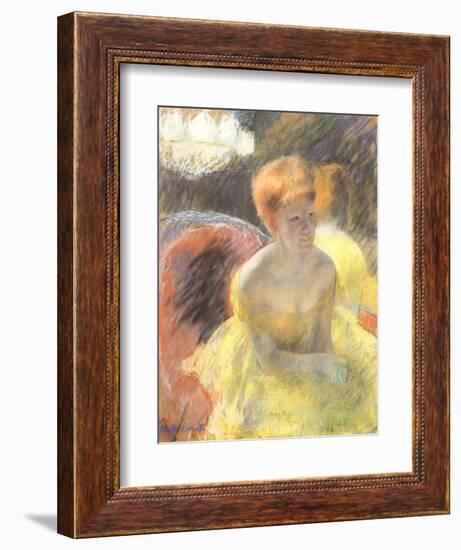 Lydia Leaning on Her Arms, Seated in a Loge, 1879-Mary Cassatt-Framed Giclee Print