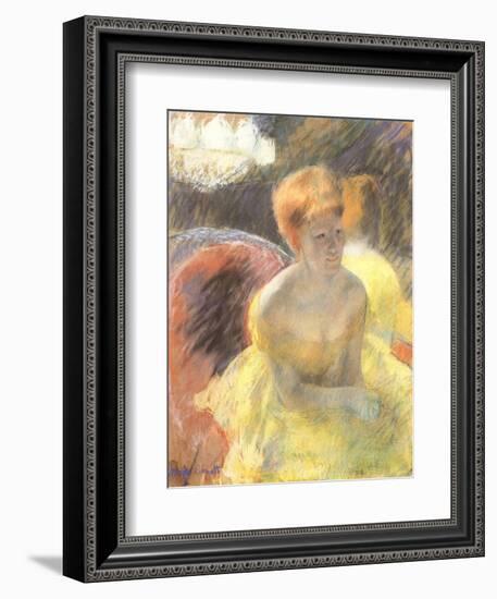 Lydia Leaning on Her Arms, Seated in a Loge, 1879-Mary Cassatt-Framed Giclee Print