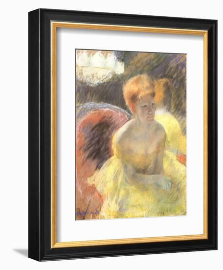 Lydia Leaning on Her Arms, Seated in a Loge, 1879-Mary Cassatt-Framed Giclee Print