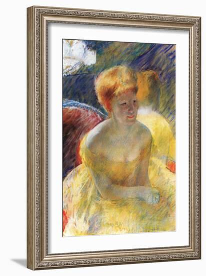 Lydia, the Arms Rested, in the Theater Loge-Mary Cassatt-Framed Art Print