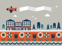 Airplane Banner City Vector/Illustration-lyeyee-Art Print