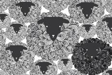 Seamless Black Sheep Illustration/Vector-lyeyee-Art Print