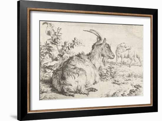 Lying goat, 1670-Adriaen van de Velde-Framed Giclee Print