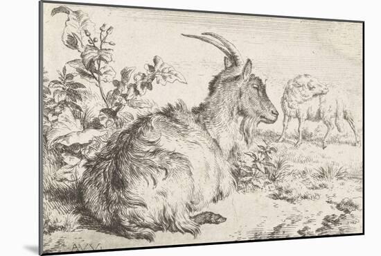 Lying goat, 1670-Adriaen van de Velde-Mounted Giclee Print