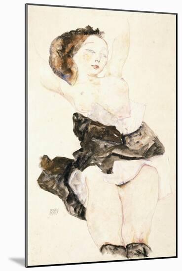 Lying Young Female, Half Nude, 1912-Egon Schiele-Mounted Giclee Print