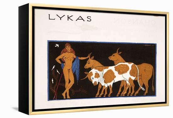 Lykas, Illustration from Les Chansons De Bilitis, by Pierre Louys, Pub. 1922 (Pochoir Print)-Georges Barbier-Framed Premier Image Canvas