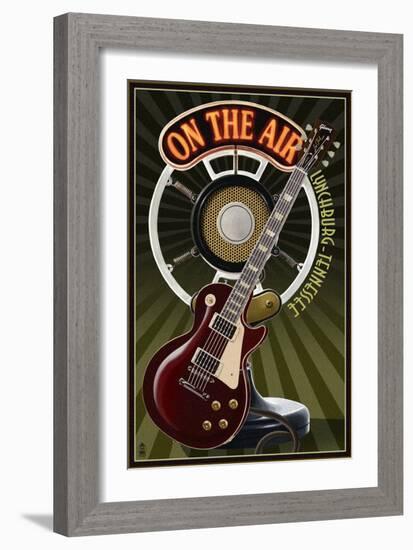 Lynchburg, Tennessee - Guitar and Microphone-Lantern Press-Framed Art Print