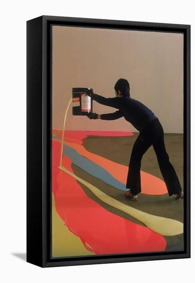 Lynda Benglis Painting a Floor Latex and Pigments at the University of Rhode Island-Henry Groskinsky-Framed Premier Image Canvas