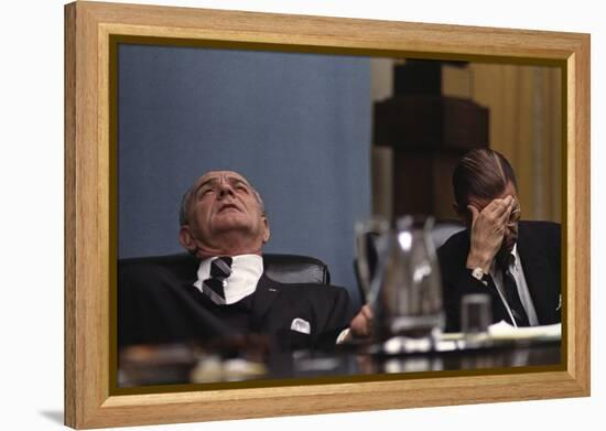 Lyndon Johnson and Robert McNamara Following the Tet Offensive in Vietnam, Feb. 1968-null-Framed Stretched Canvas