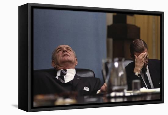 Lyndon Johnson and Robert McNamara Following the Tet Offensive in Vietnam, Feb. 1968-null-Framed Stretched Canvas