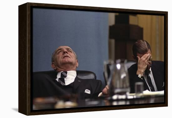 Lyndon Johnson and Robert McNamara Following the Tet Offensive in Vietnam, Feb. 1968-null-Framed Stretched Canvas