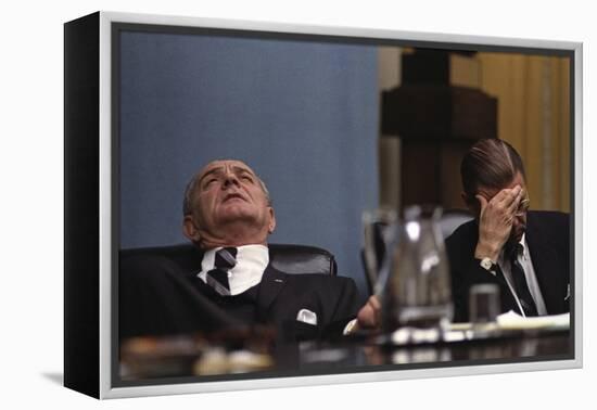 Lyndon Johnson and Robert McNamara Following the Tet Offensive in Vietnam, Feb. 1968-null-Framed Stretched Canvas