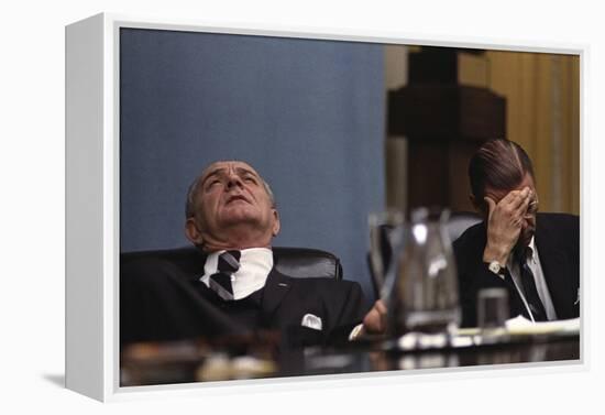 Lyndon Johnson and Robert McNamara Following the Tet Offensive in Vietnam, Feb. 1968-null-Framed Stretched Canvas