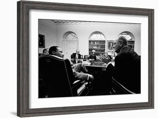 Lyndon Johnson Meeting with Civil Rights Leaders at the White House, March 16, 1966-null-Framed Photo