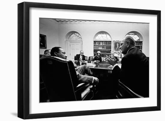 Lyndon Johnson Meeting with Civil Rights Leaders at the White House, March 16, 1966-null-Framed Photo