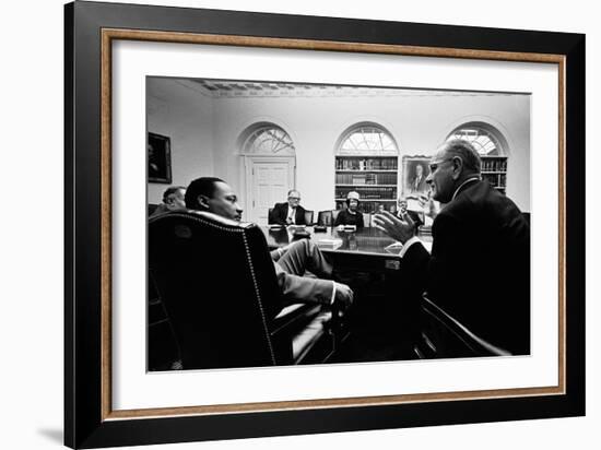 Lyndon Johnson Meeting with Civil Rights Leaders at the White House, March 16, 1966-null-Framed Photo