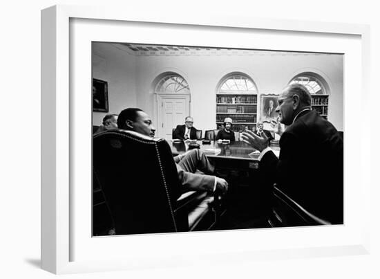 Lyndon Johnson Meeting with Civil Rights Leaders at the White House, March 16, 1966-null-Framed Photo