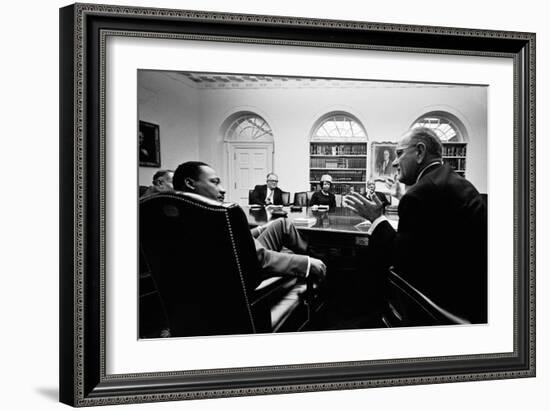 Lyndon Johnson Meeting with Civil Rights Leaders at the White House, March 16, 1966-null-Framed Photo