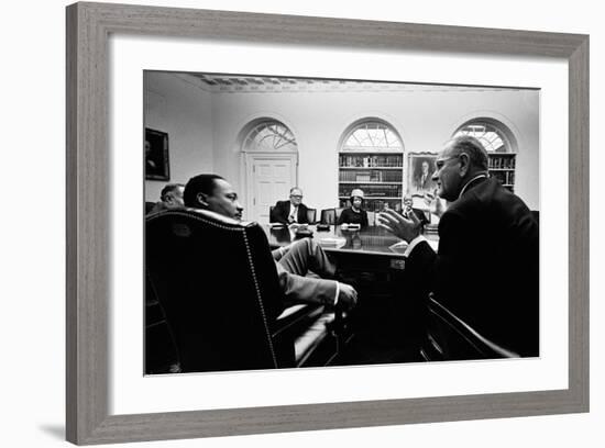 Lyndon Johnson Meeting with Civil Rights Leaders at the White House, March 16, 1966-null-Framed Photo