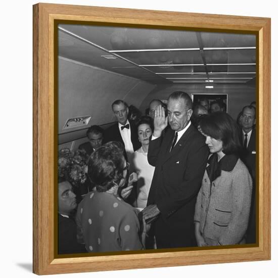 Lyndon Johnson Takes the Oath of Office after Kennedy's Assassination, Nov. 22,1963-null-Framed Stretched Canvas