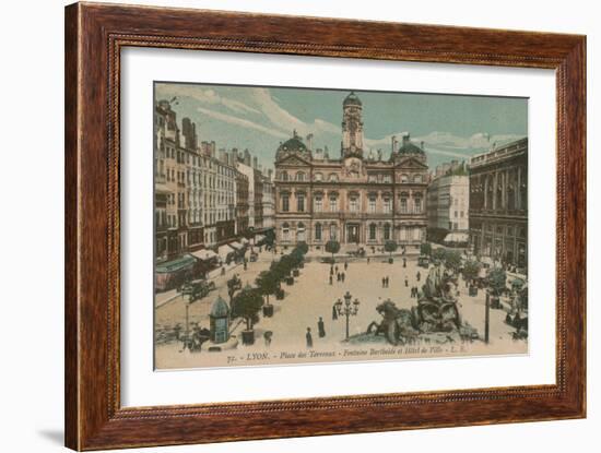 Lyon - Place des Terreaux - Bartholdi Fountain and the Town Hall. Postcard Sent in 1913-French Photographer-Framed Giclee Print