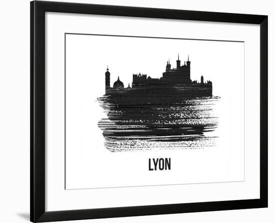 Lyon Skyline Brush Stroke - Black II-NaxArt-Framed Art Print