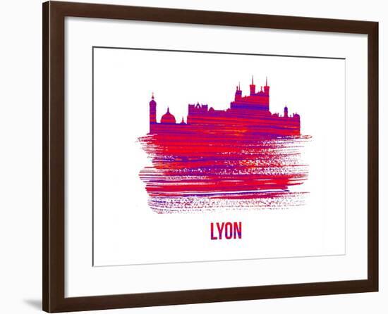 Lyon Skyline Brush Stroke - Red-NaxArt-Framed Art Print