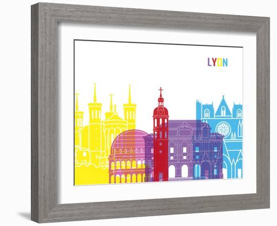 Lyon Skyline Pop-paulrommer-Framed Art Print