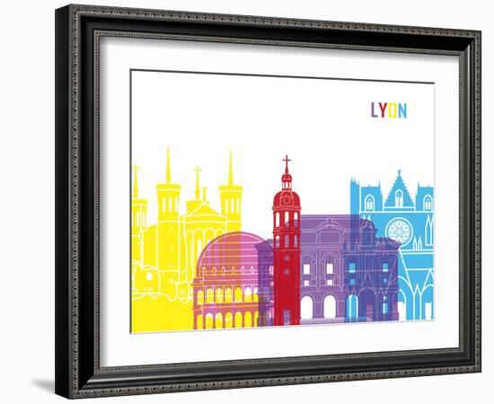 Lyon Skyline Pop-paulrommer-Framed Art Print