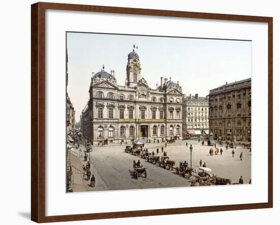 Lyon Town Hall from Place De Terreaux, 1890-1900-null-Framed Photographic Print