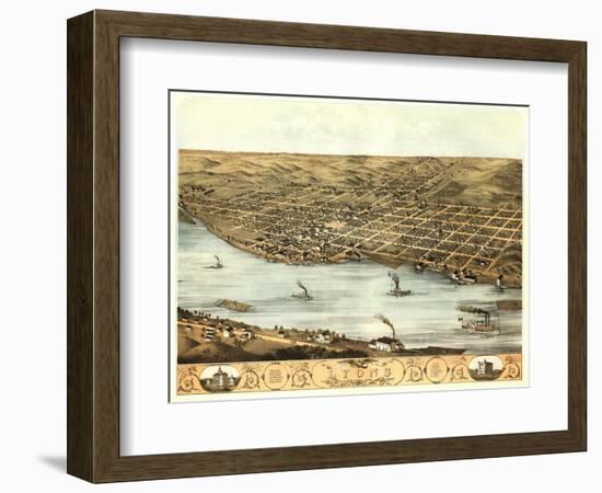 Lyons, Iowa - Panoramic Map-Lantern Press-Framed Art Print