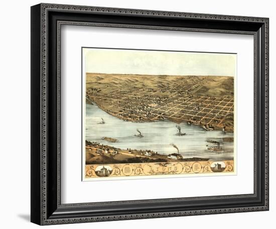 Lyons, Iowa - Panoramic Map-Lantern Press-Framed Art Print