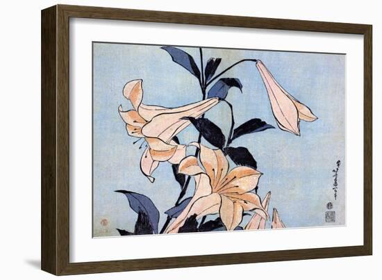 Lys  Estampe De Katsushika Hokusai (1760-1849) (Ecole Ukiyo-E) Vers 1830 State A Pushkin Museum Of-Katsushika Hokusai-Framed Giclee Print