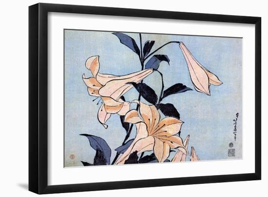 Lys  Estampe De Katsushika Hokusai (1760-1849) (Ecole Ukiyo-E) Vers 1830 State A Pushkin Museum Of-Katsushika Hokusai-Framed Giclee Print