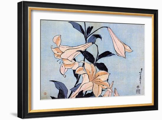 Lys  Estampe De Katsushika Hokusai (1760-1849) (Ecole Ukiyo-E) Vers 1830 State A Pushkin Museum Of-Katsushika Hokusai-Framed Giclee Print