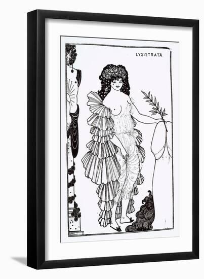 Lysistrata Shielding Her Coynte, Illustration for Lysistrata by Aristophanes-Aubrey Beardsley-Framed Giclee Print