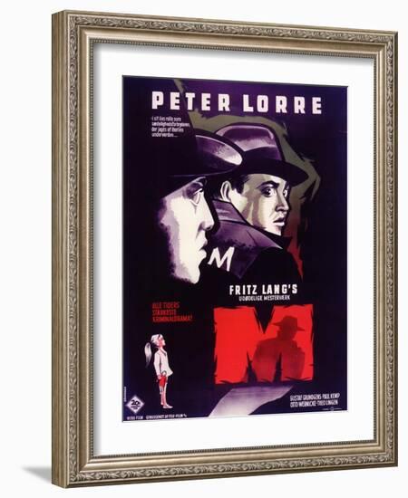 M, Belgian Movie Poster, 1931-null-Framed Art Print