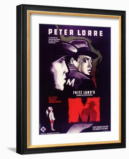 M, Belgian Movie Poster, 1931-null-Framed Art Print