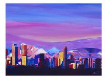 Denver Colorado Sunset Mood With Mountains-M Bleichner-Framed Art Print